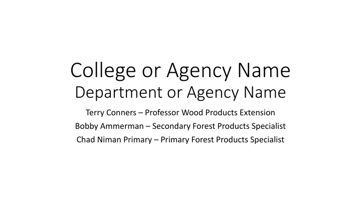Forestry & Wood Products Extension Program Overview