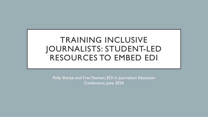 Student-Led Resources for Inclusive Journalism Education