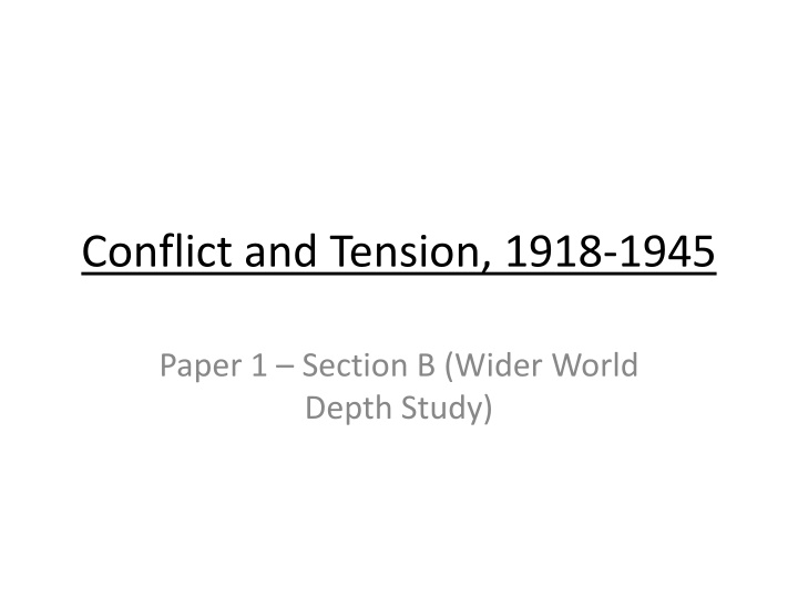 World History: Conflict and Tension, 1918-1945 Analysis