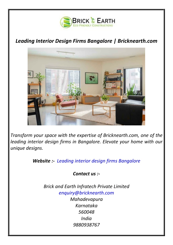 leading interior design firms bangalore n.w