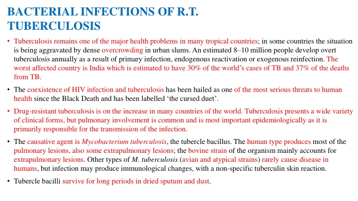 Tuberculosis: Causes, Transmission, and Control