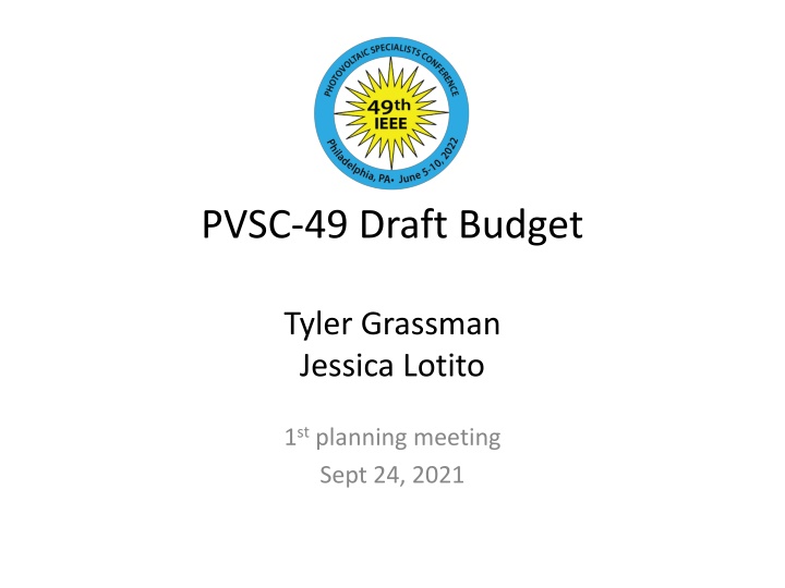 PVSC-49 Draft Budget Summary for Planning Meeting