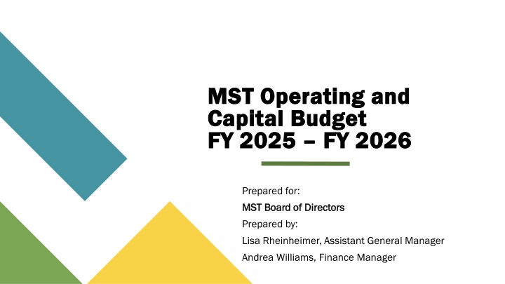 MST Operating and Capital Budget FY 2025 Summary