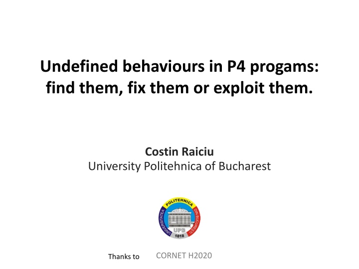 Undefined Behaviours in P4 Programs