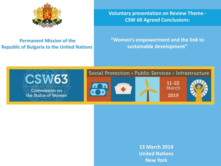 Achieving Gender Equality and Women's Empowerment in Bulgaria: A Review of CSW 60 Agreed Conclusions
