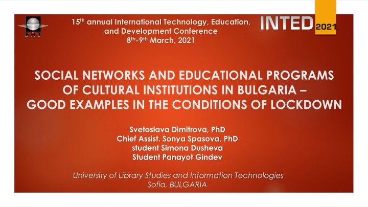 Social Networks and Educational Programs of Cultural Institutions in Bulgaria: Examples During Lockdown