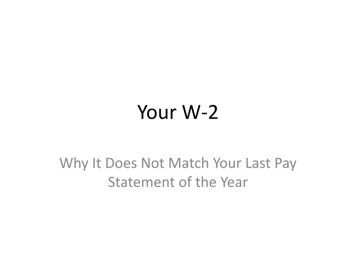 W-2 Discrepancies and Pay Statement Variances