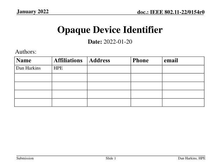 Proposal for Network-Generated Device ID Scheme in IEEE 802.11