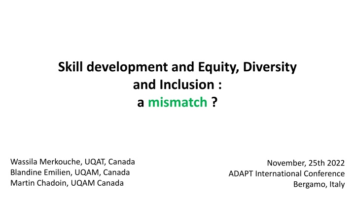 Advancing Equity, Diversity, and Inclusion in Skill Development
