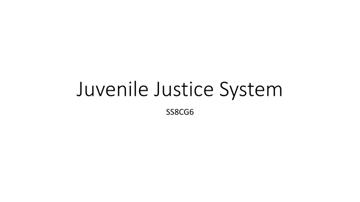 The Juvenile Justice System