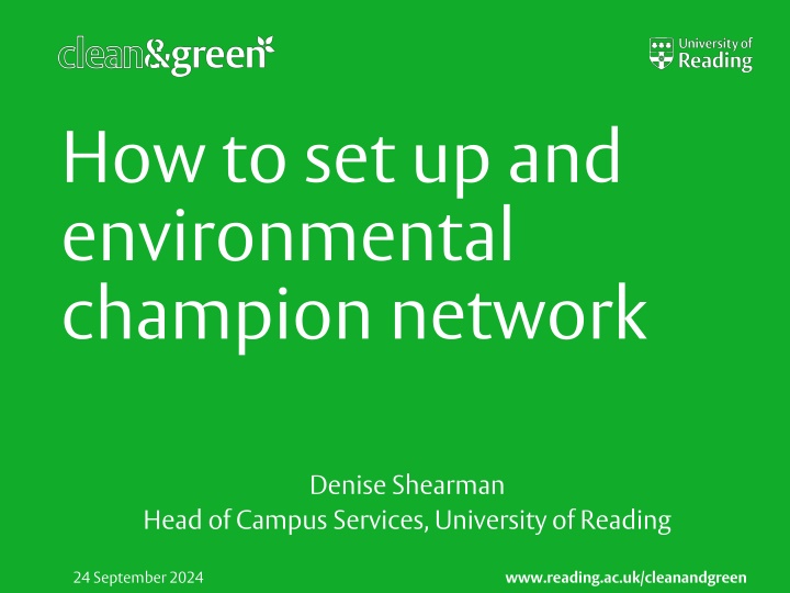 Establishing an Environmental Champion Network for Sustainable Change at University of Reading