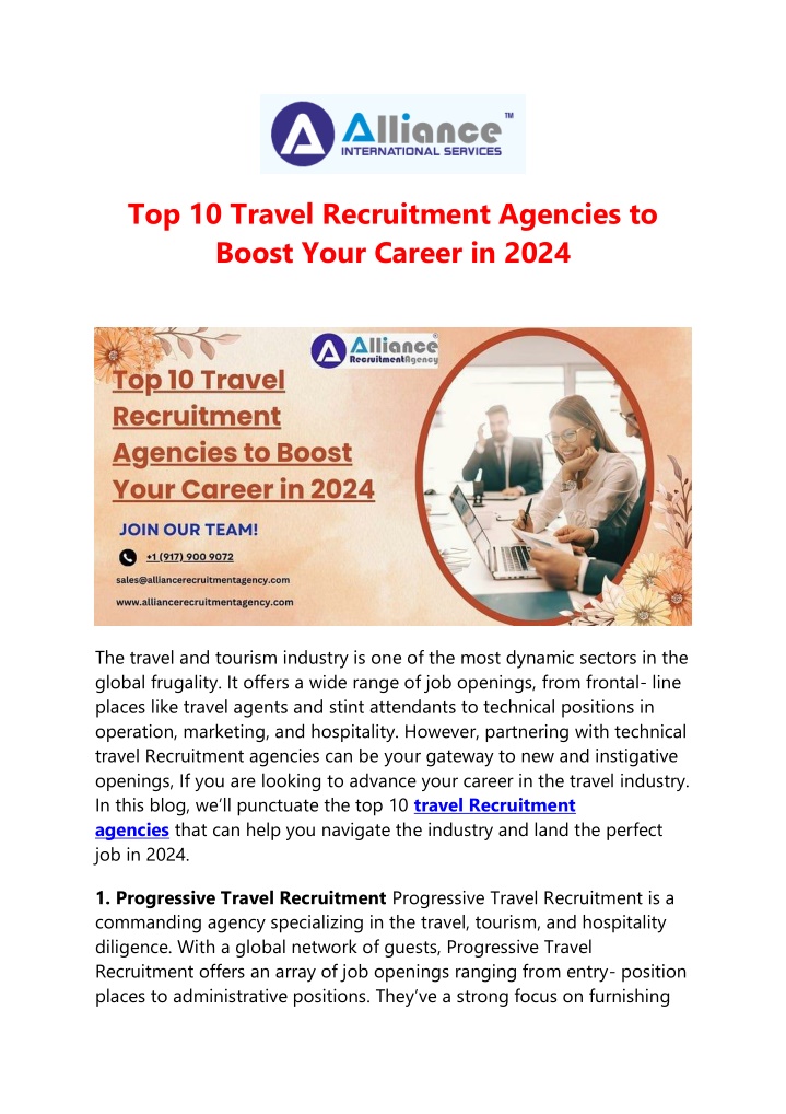 top 10 travel recruitment agencies to boost your n.w