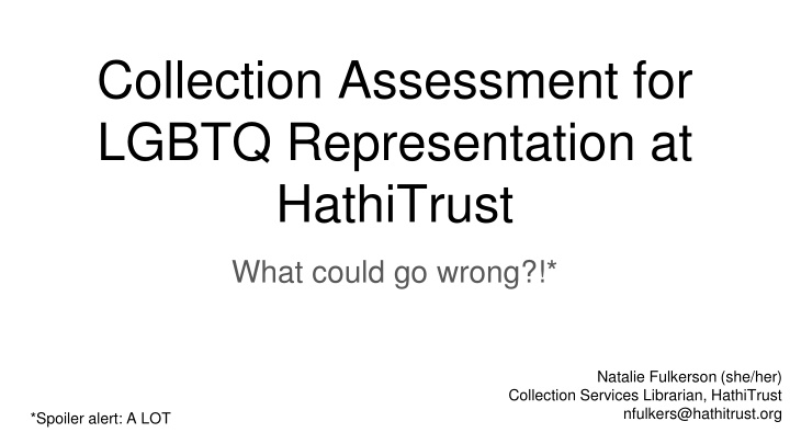 LGBTQ Collection Assessment at HathiTrust