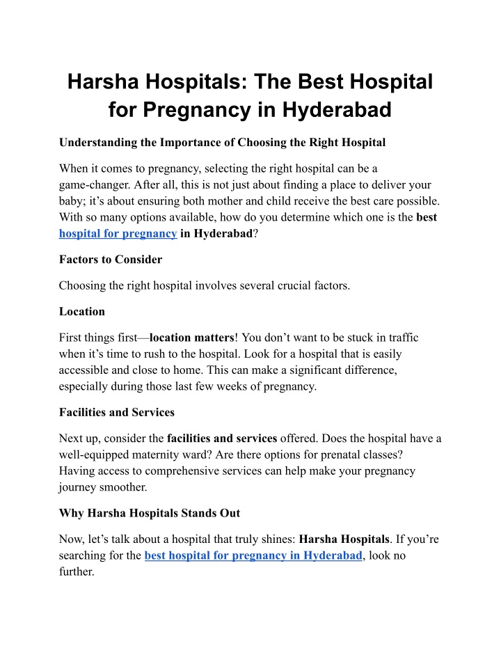 harsha hospitals the best hospital for pregnancy n.w