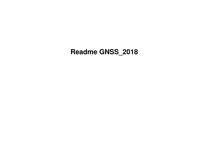 GNSS 2018 Program and Data Management Guide