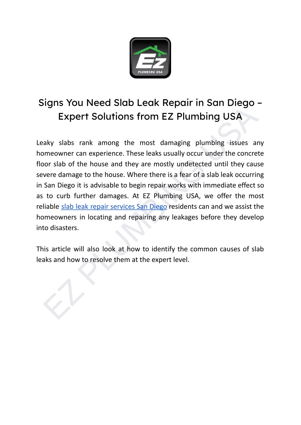 signs you need slab leak repair in san diego l.w