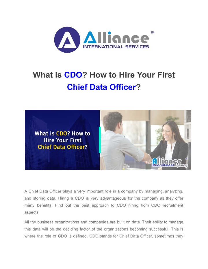 what is cdo how to hire your first chief data n.w