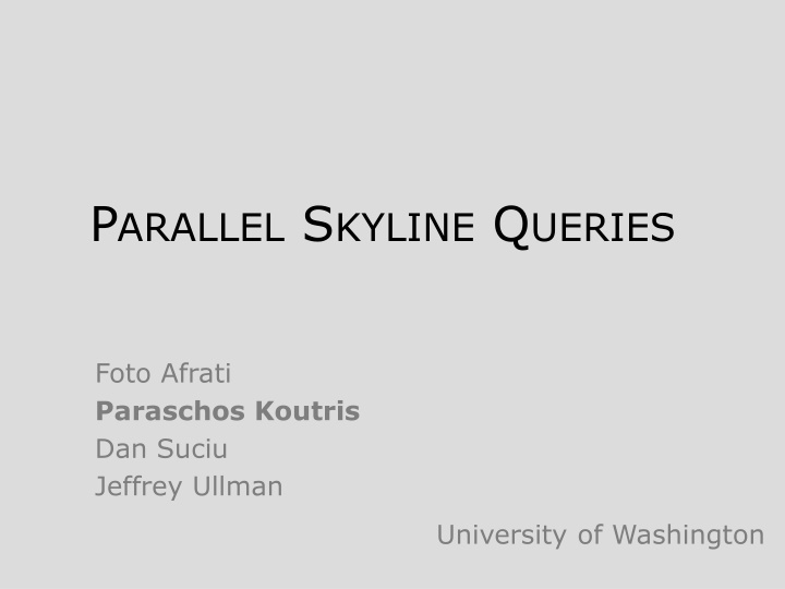 Parallel Skyline Queries in Distributed Systems