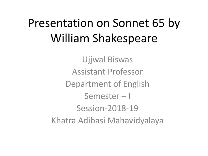 Analysis of Sonnet 65 by William Shakespeare