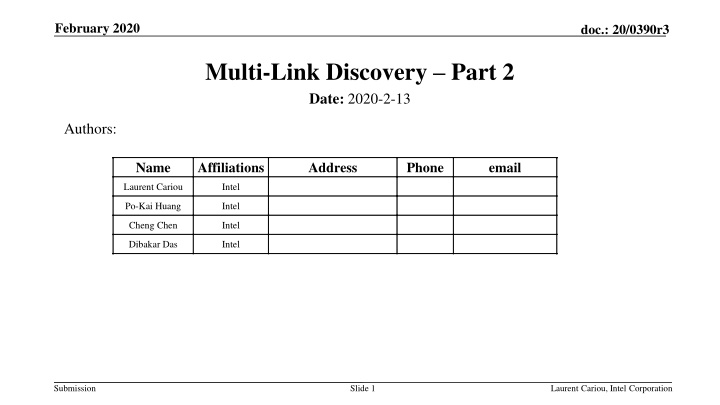 Multi-Link Discovery in February 2020: AP Information Enhancement