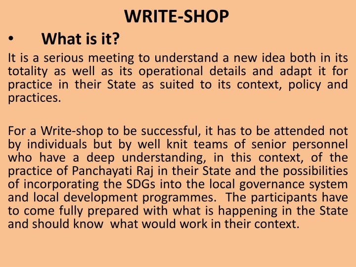 Strategic Planning Write-Shop: Localizing SDGs for Effective Governance