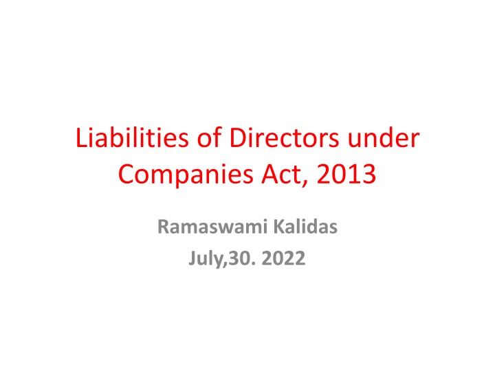 Liabilities of Directors under Companies Act, 2013