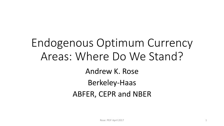 Endogenous Optimum Currency Areas