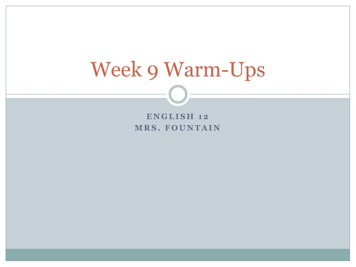 English Grammar Week 9 Warm-Ups Analysis