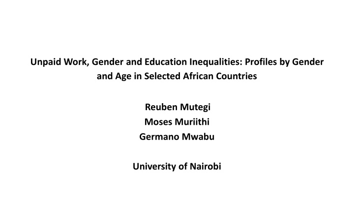 Gender and Education Inequalities Due to Unpaid Work in African Countries