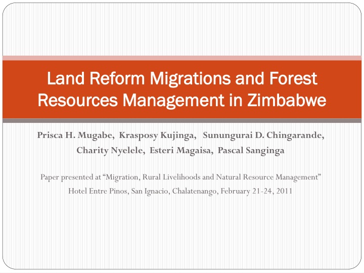 Migration, Land Reform, and Resources Management in Zimbabwe