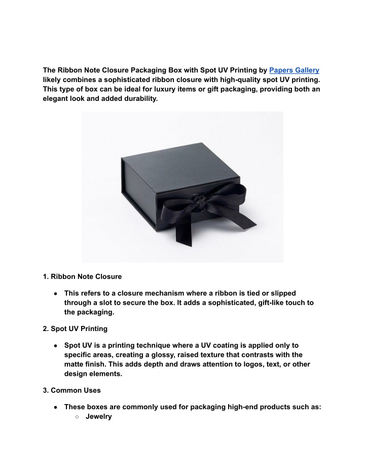 the ribbon note closure packaging box with spot n.w