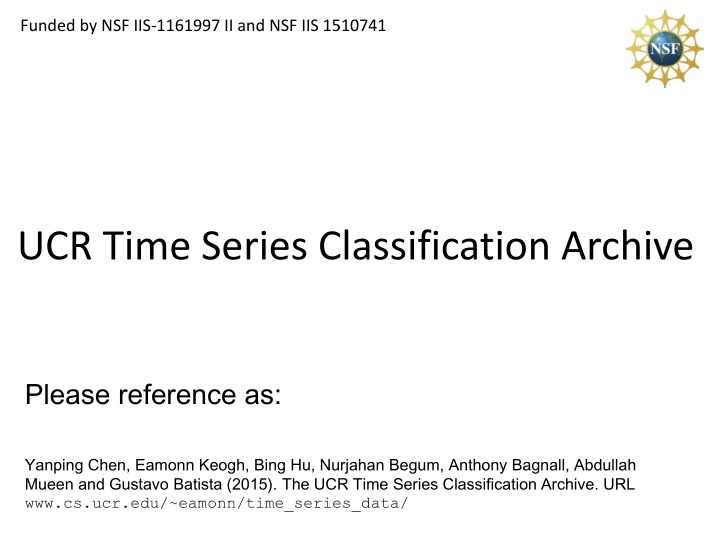 UCR Time Series Classification Archive Overview