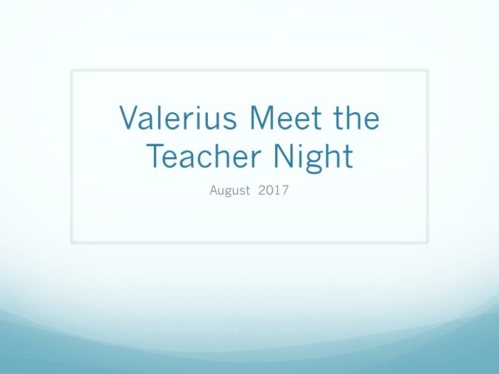 Valerius Meet the Teacher Night - Mrs. Mataloni's 3rd Grade Class Information