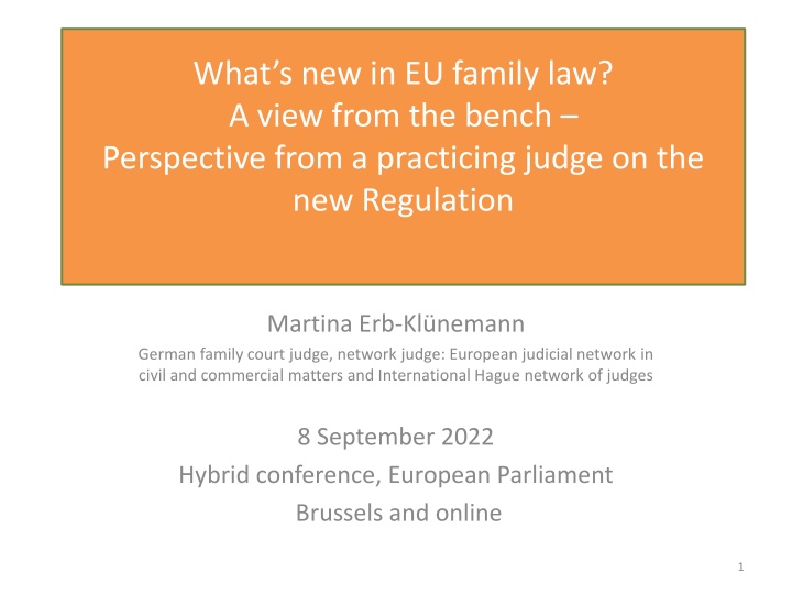 Updates in EU Family Law: Insights from a Practicing Judge