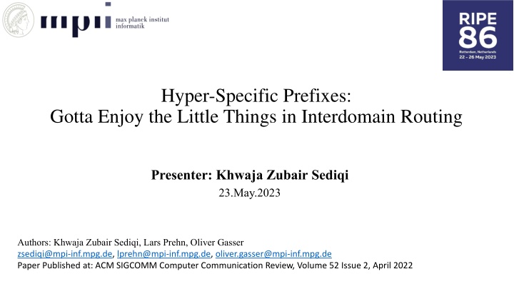 Hyper-Specific Prefixes in Internet Routing