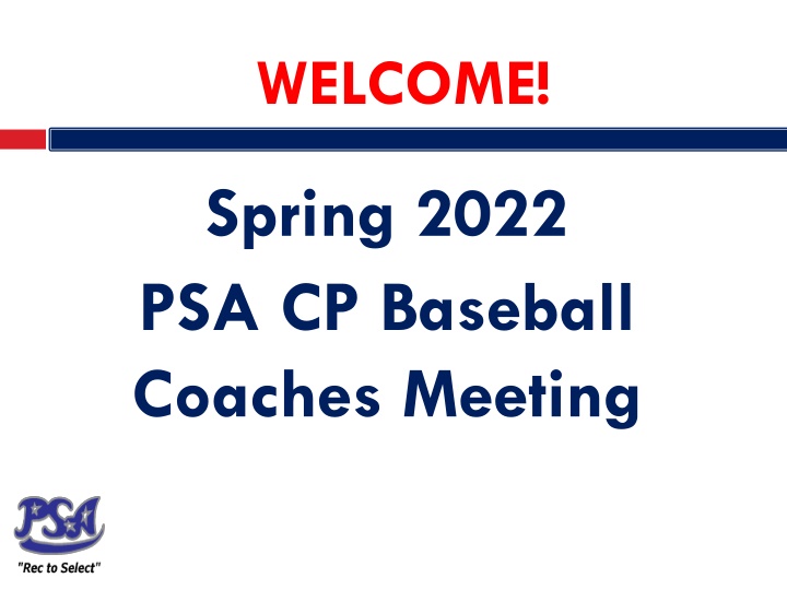 PSA CP Baseball Coaches Meeting - Spring 2022 Updates & Information