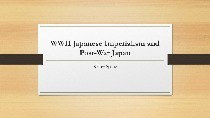 WWII Japanese Imperialism and Post-War Japan