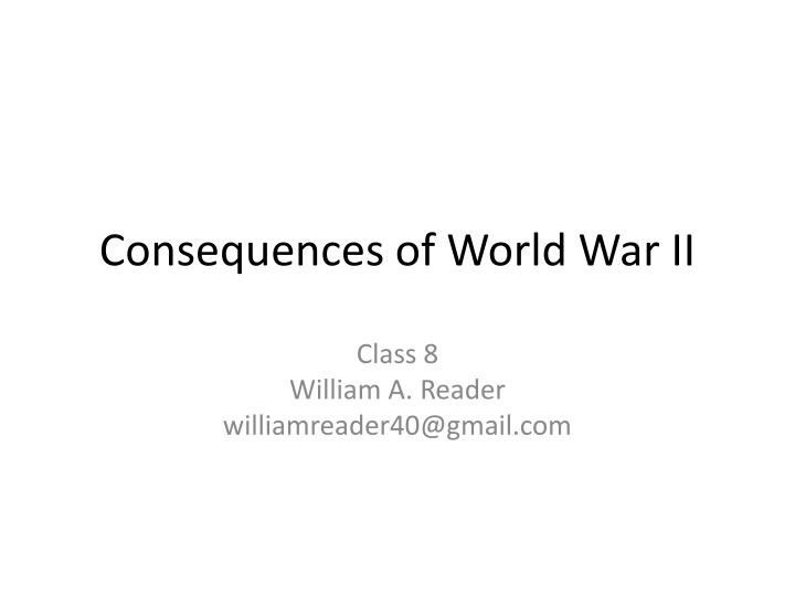 The Impact of World War II on Japan and the Emergence of the Cold War