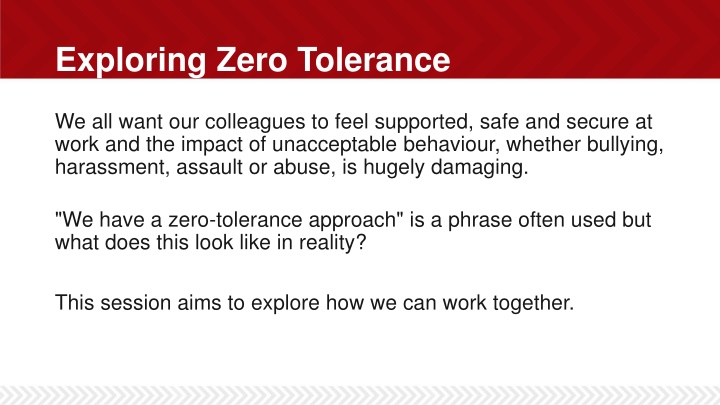 Exploring Zero Tolerance: Creating a Safe and Supportive Workplace
