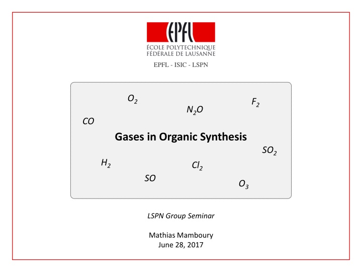 Role of Gases in Organic Synthesis: A Comprehensive Overview