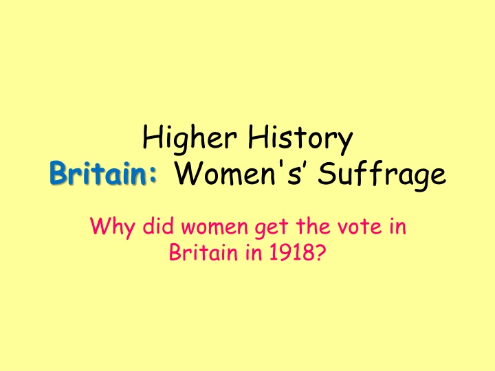 Women's Suffrage in Britain: Factors Influencing the Vote in 1918