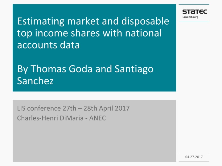 Estimating Market and Disposable Top Income Shares with National Accounts Data