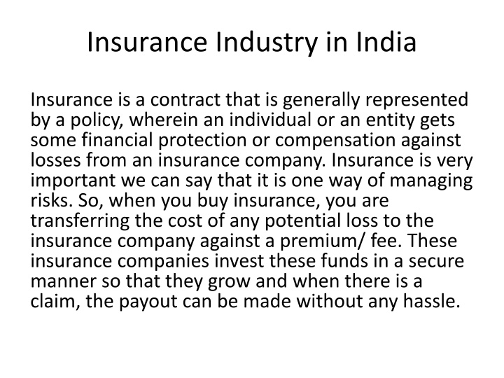 Overview of Insurance Industry in India