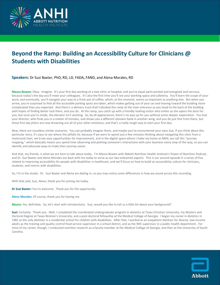 Building an Accessibility Culture for Clinicians & Students with Disabilities