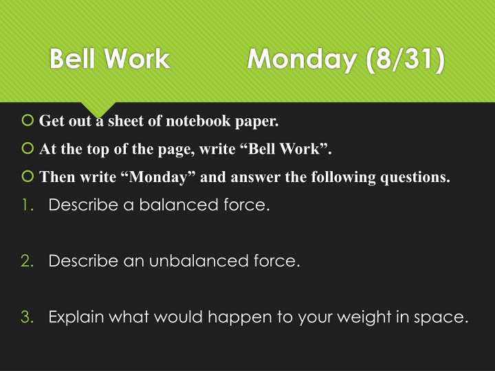 Laws of Motion Bell Work and Activities
