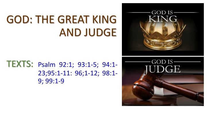 God as the Great King and Judge
