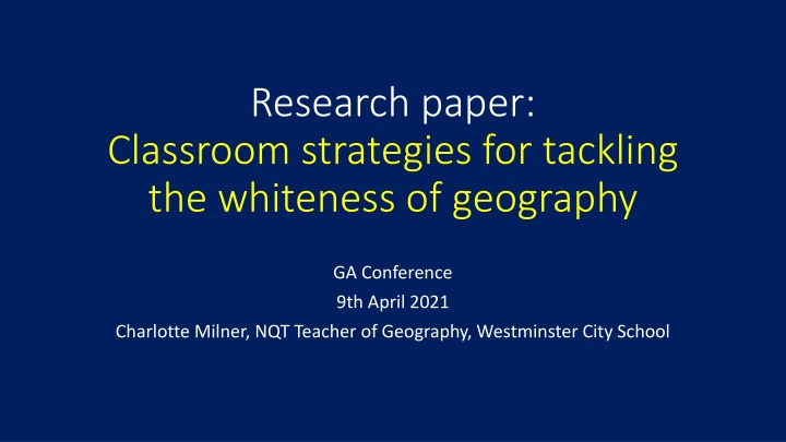 Addressing Whiteness in Geography Education: Classroom Strategies