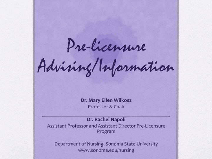 Nursing Program Information at Sonoma State University
