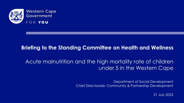 Addressing Acute Malnutrition and High Child Mortality in Western Cape: Community Development Strategies