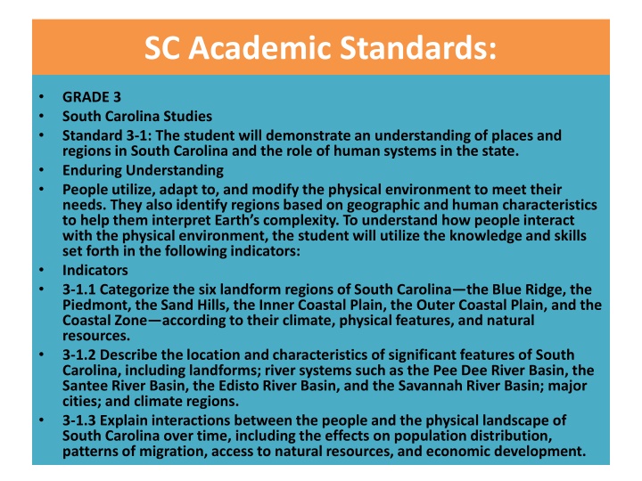 South Carolina's Geography and Human Systems